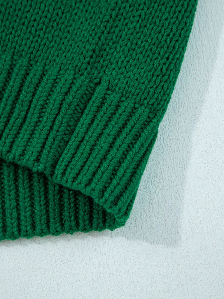 Plaid Bow Graphic Christmas Sweater - Dark Green by Trendsi from FREYA’S CLOSET