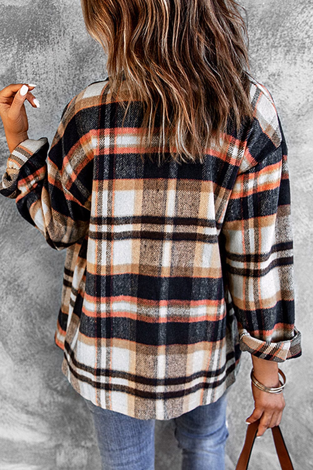 Trendsi Plaid Button Front Shirt Jacket with Breast Pockets