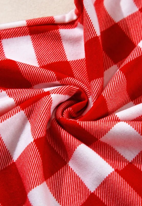 Plaid Collared Neck Long Sleeve Top and Pants Set - Fiery Red by Trendsi from FREYA’S CLOSET