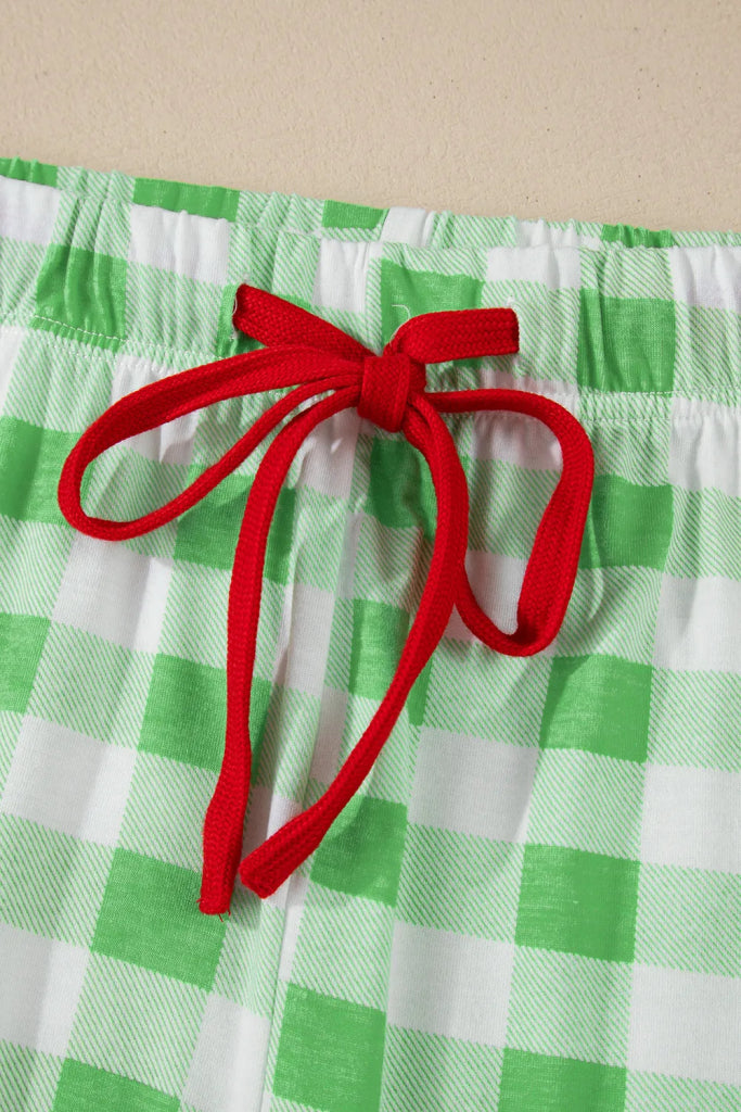 Plaid Collared Neck Long Sleeve Top and Pants Set - Light Green by Trendsi from FREYA’S CLOSET