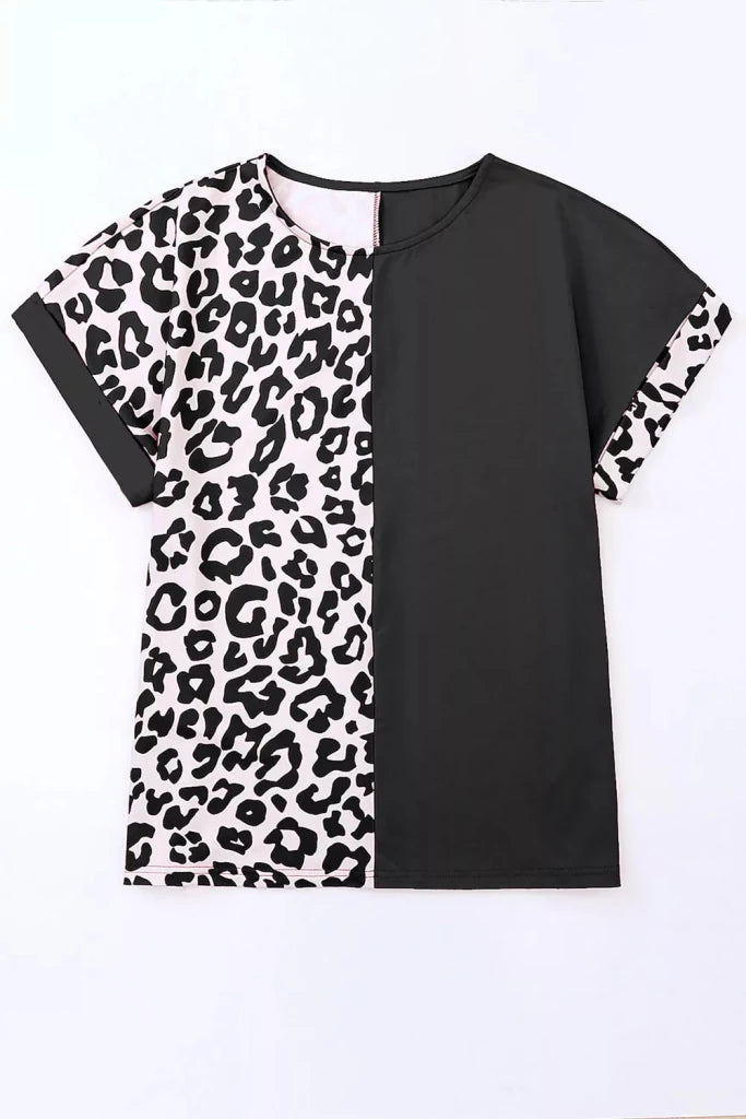 Plus Size Leopard Round Neck T-Shirt - Leopard by Trendsi from FREYA’S CLOSET