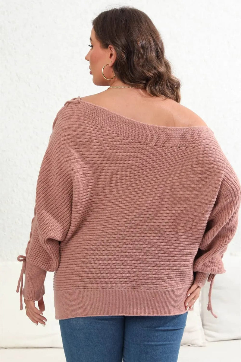 Trendsi Shirts and Blouses Plus Size One Shoulder Beaded Sweater