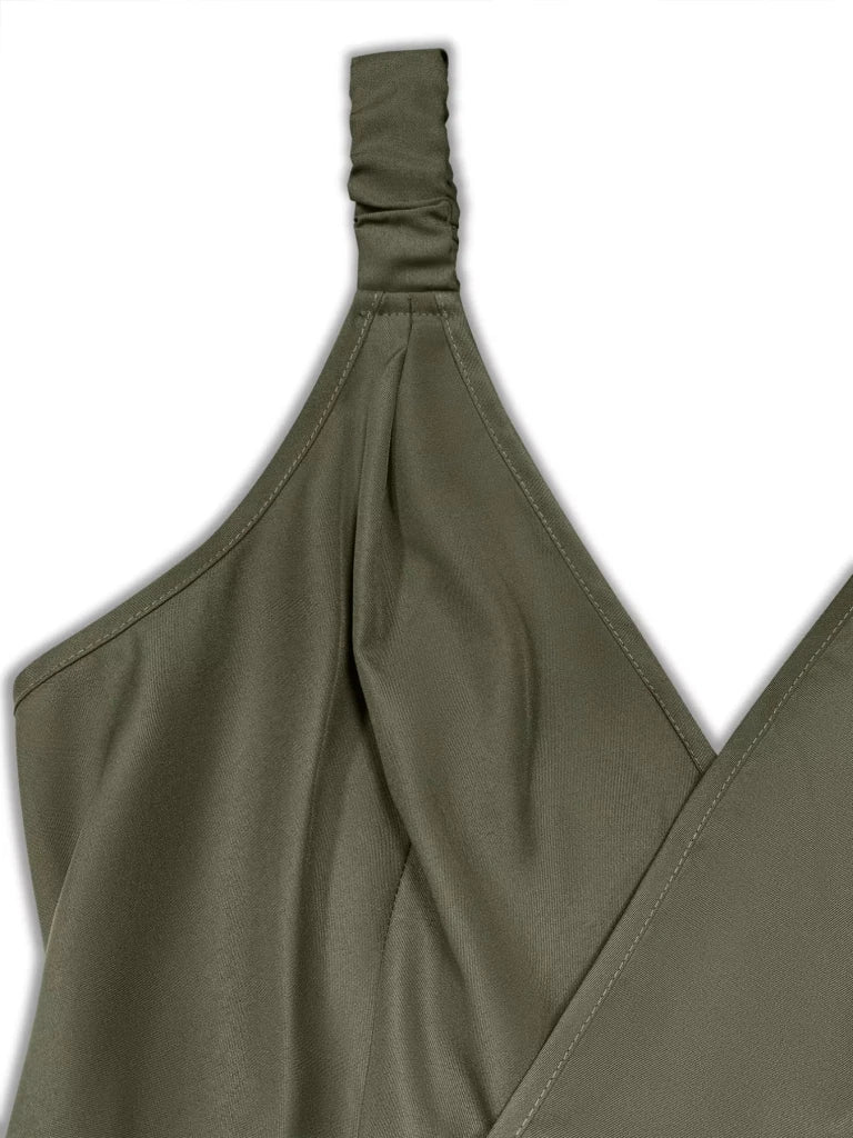 Plus Size Smocked Wide Leg Jumpsuit - Army Green by Trendsi from FREYA’S CLOSET