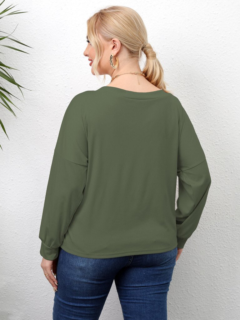 Plus Size Twisted Drop Shoulder T-Shirt - Sage by Trendsi from FREYA’S CLOSET