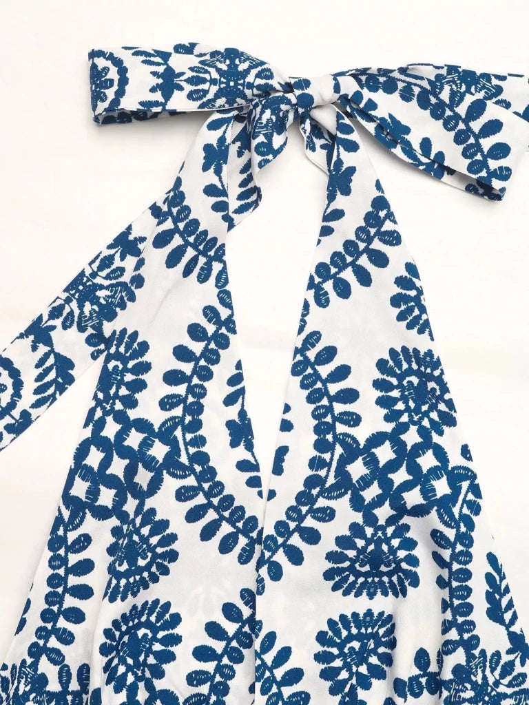 Printed Halter Neck Maxi Dress - Blue by Trendsi from FREYA’S CLOSET
