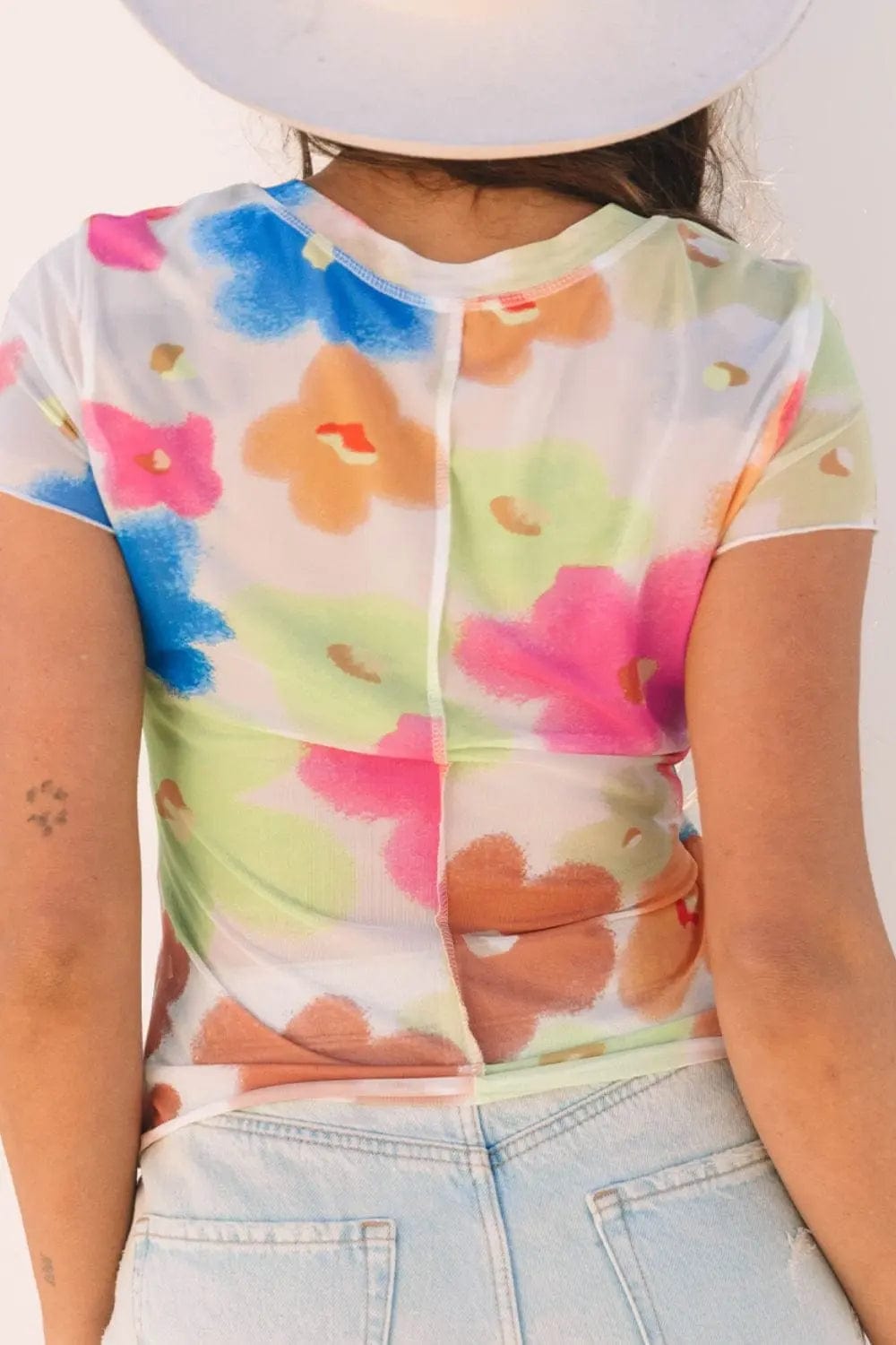Trendsi Shirts and Blouse Printed Round Neck Short Sleeve Blouse