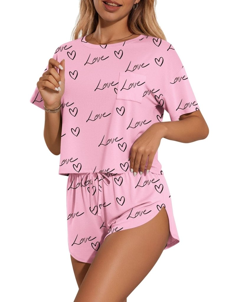 Printed Round Neck Tee and Shorts Set - Pink by Trendsi from FREYA’S CLOSET