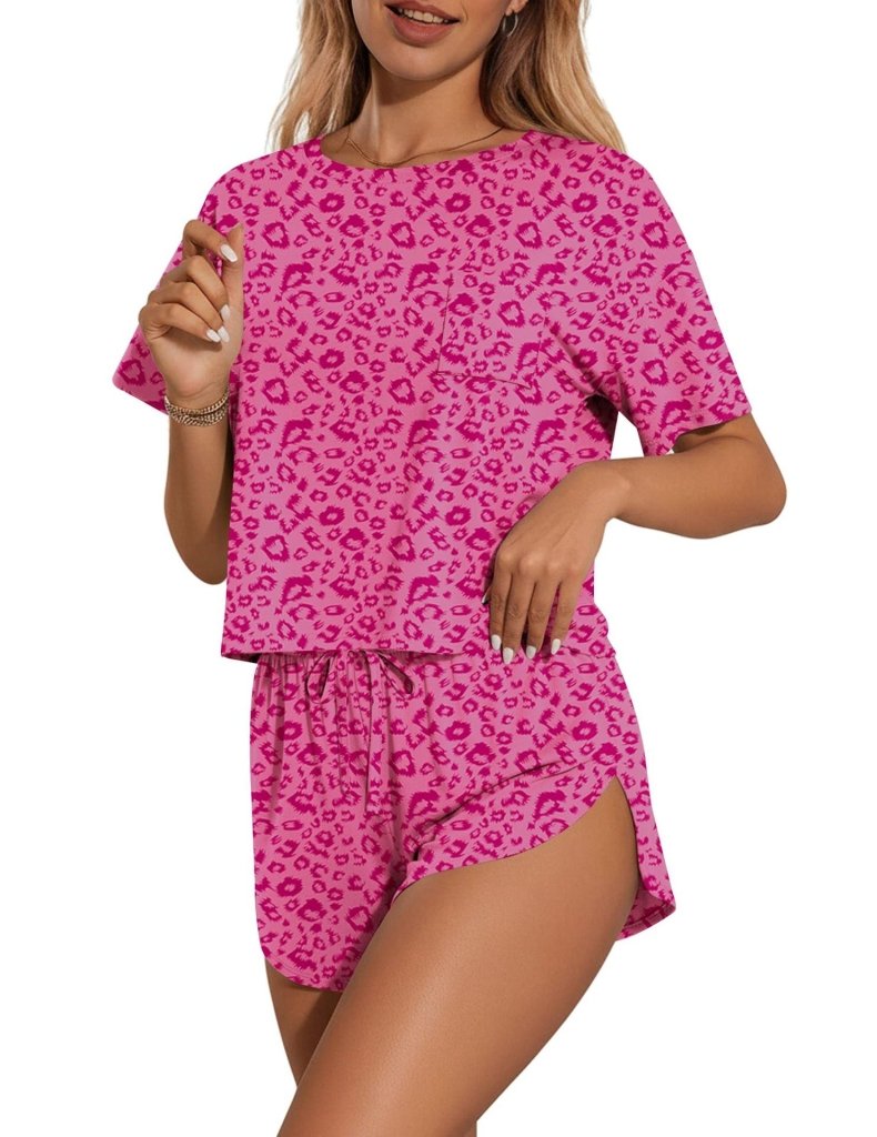 Printed Round Neck Tee and Shorts Set - Red by Trendsi from FREYA’S CLOSET