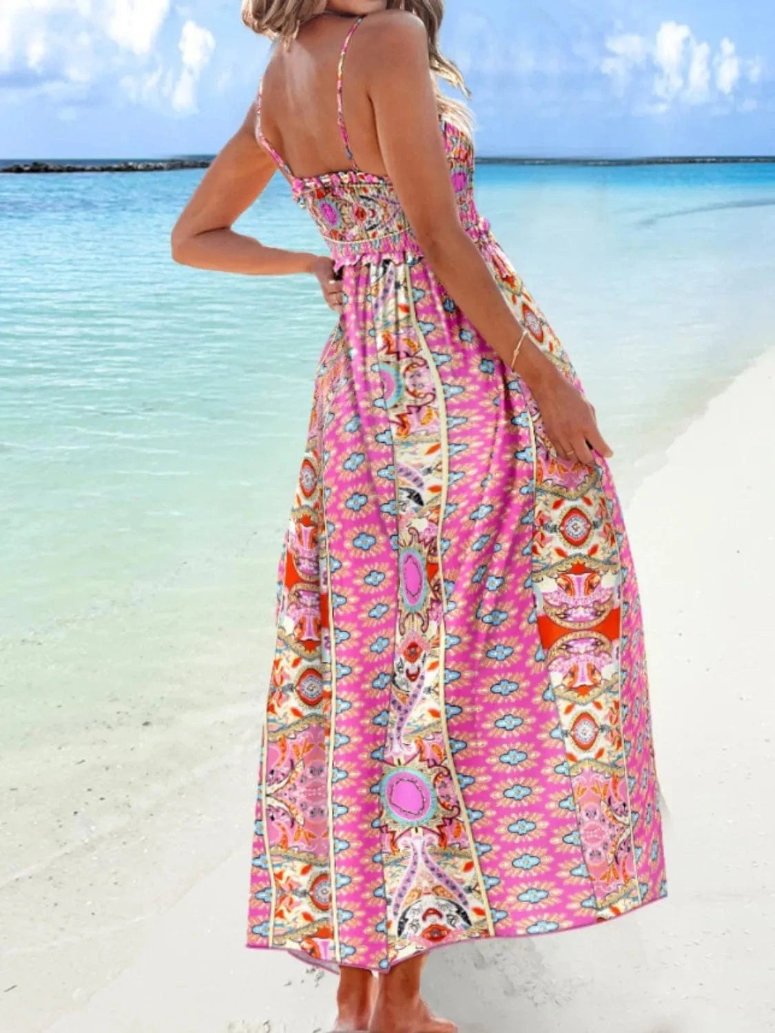 Trendsi Printed Smocked Maxi Cami Dress