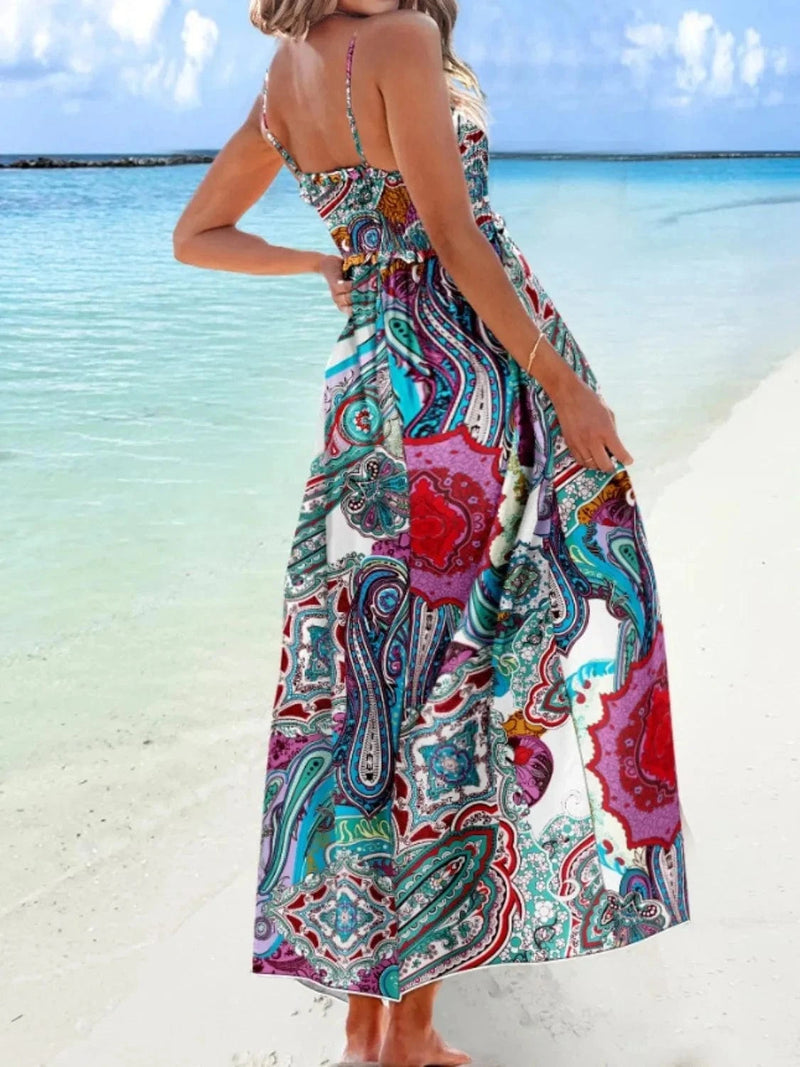 Trendsi Printed Smocked Maxi Cami Dress