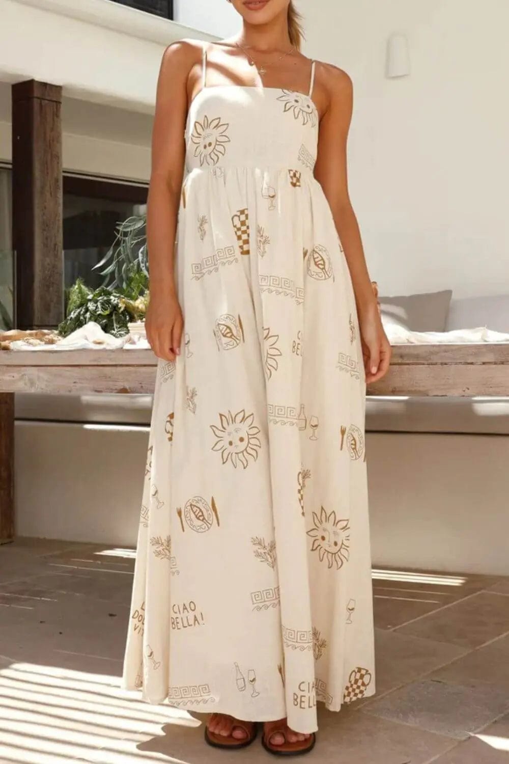 Trendsi Dresses Printed Square Neck Maxi Cami Dress