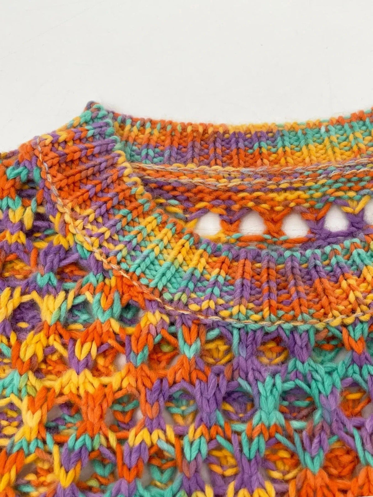 Trendsi Shirts and Blouse Rainbow Crochet Hollow Out Cropped Sweater