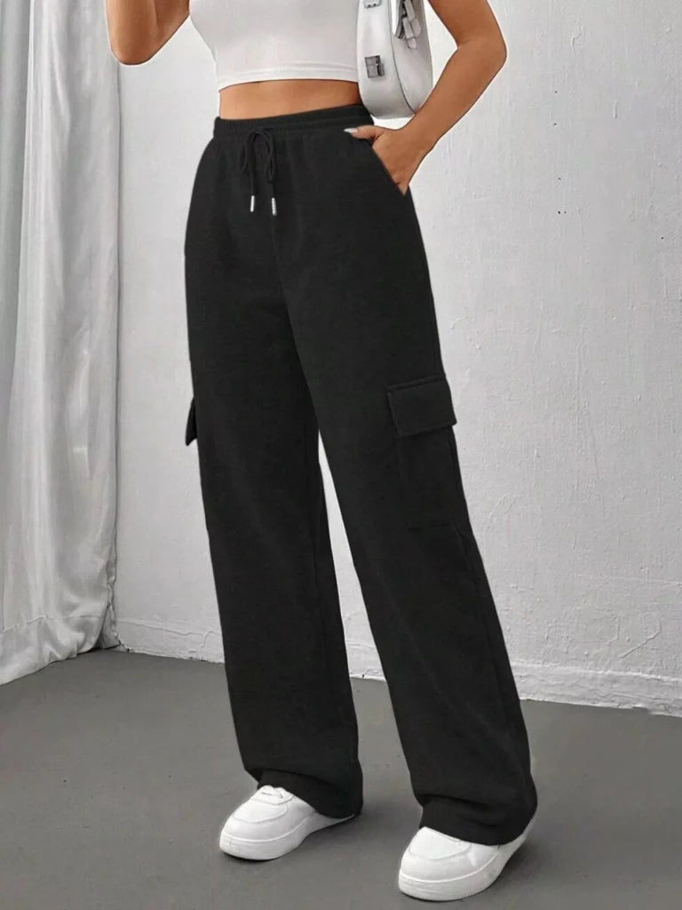 Relaxed fit pants with drawstring waist, alternate product image