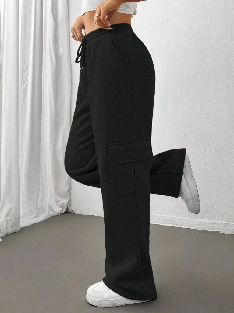 Relaxed fit pants with drawstring waist, alternate product image