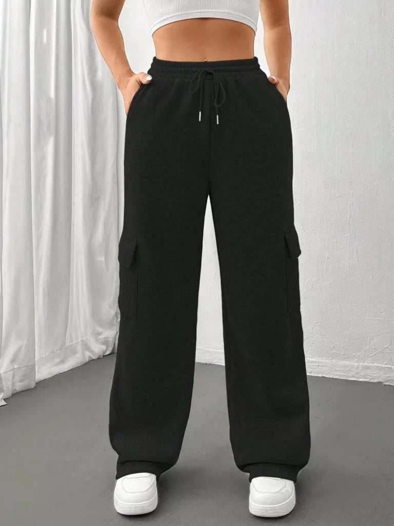 Relaxed fit pants with drawstring waist, alternate product image