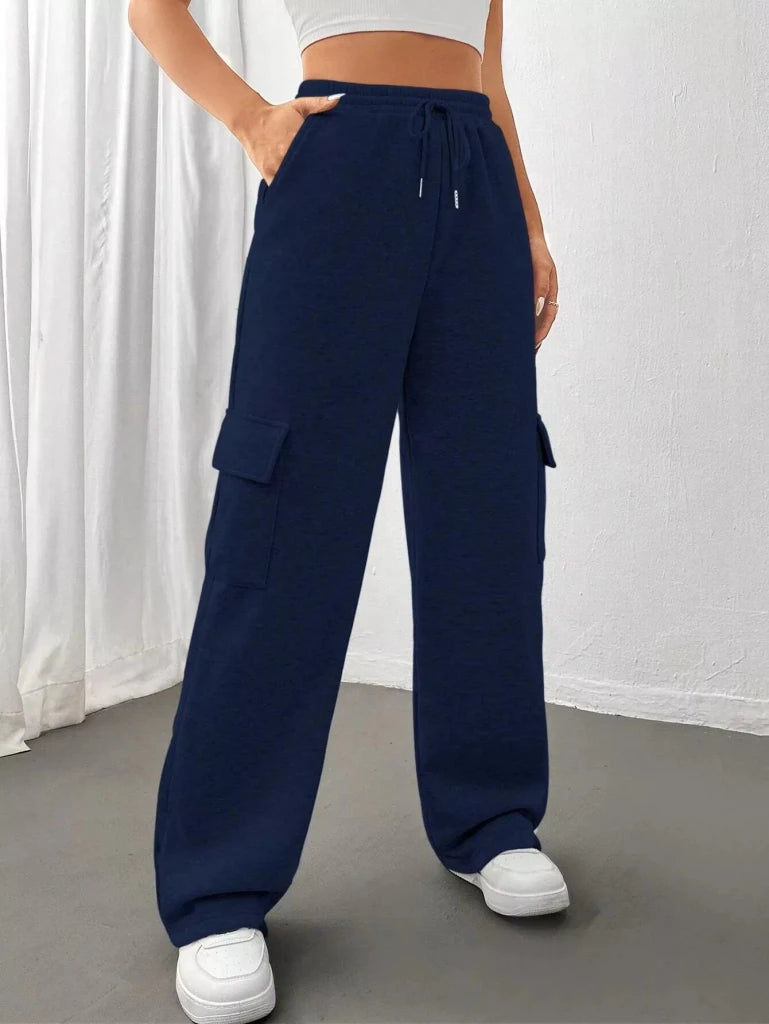 Relaxed fit pants with drawstring waist, alternate product image