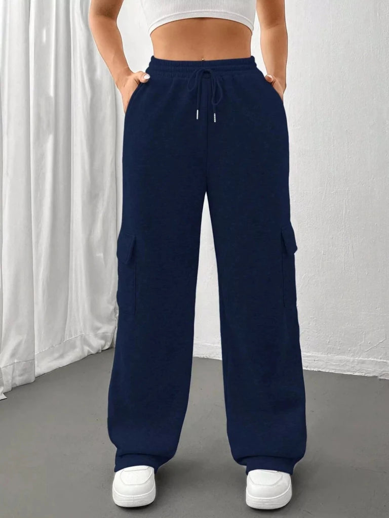 Relaxed fit pants with drawstring waist, alternate product image