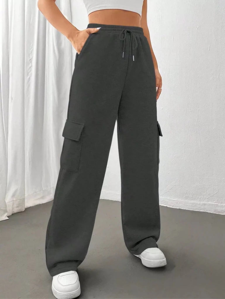 Relaxed fit pants with drawstring waist, alternate product image