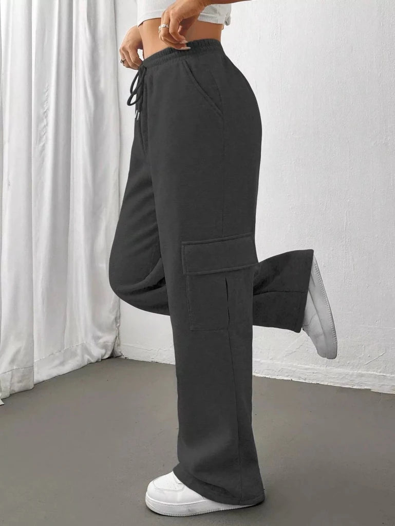 Relaxed fit pants with drawstring waist, alternate product image