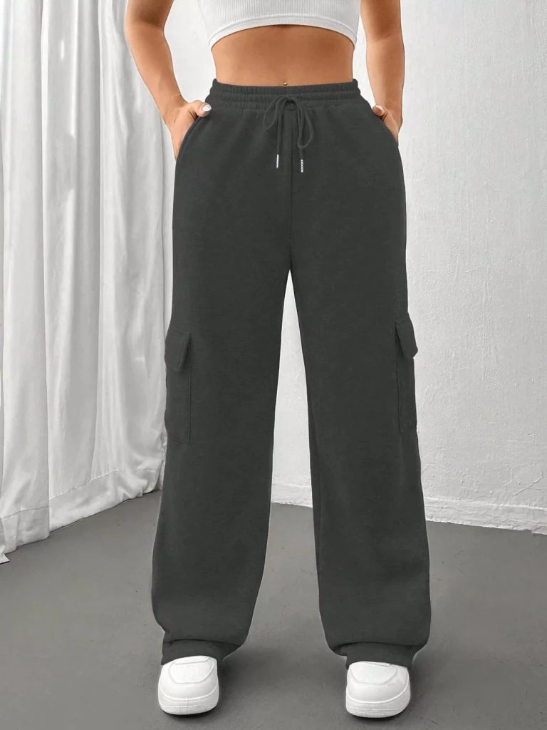 Relaxed fit pants with drawstring waist, alternate product image