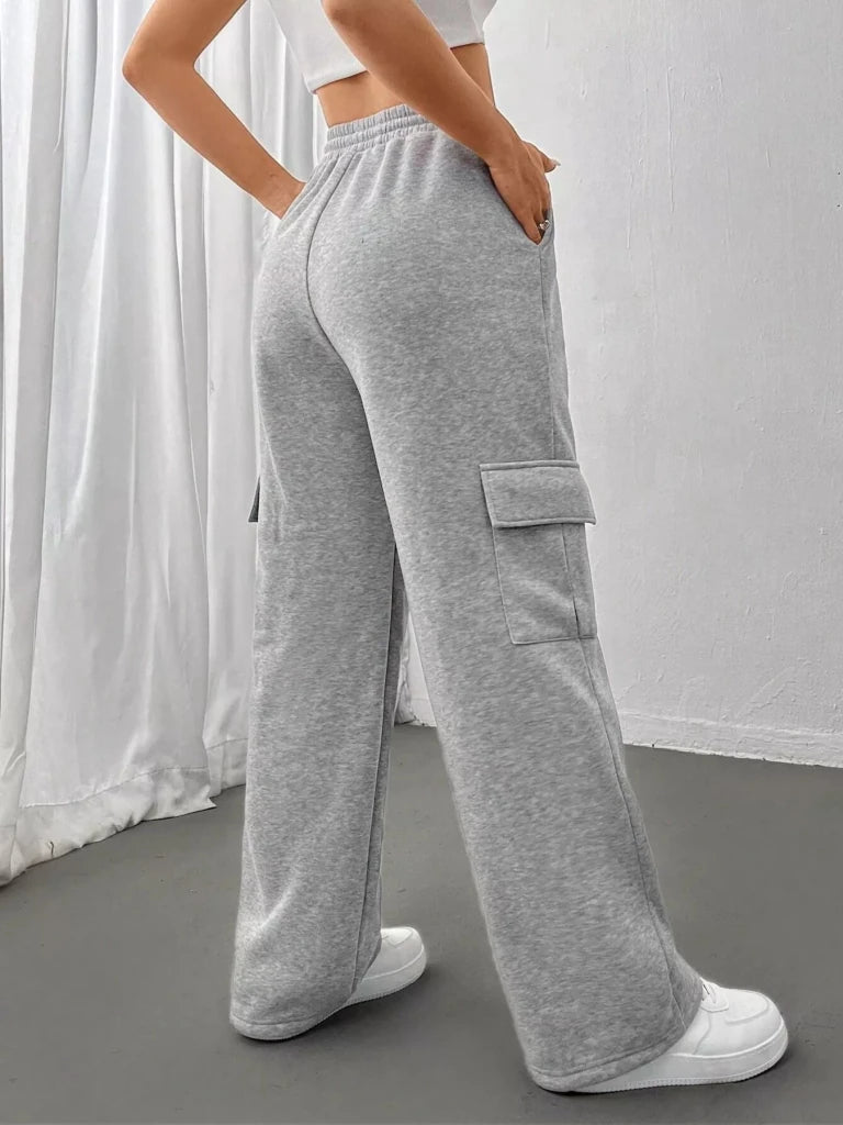 Relaxed fit pants with drawstring waist, alternate product image