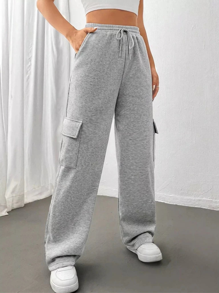 Relaxed fit pants with drawstring waist, alternate product image