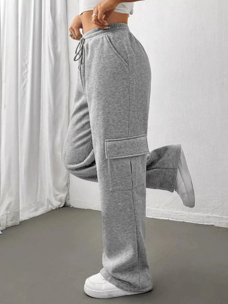 Relaxed fit pants with drawstring waist, alternate product image