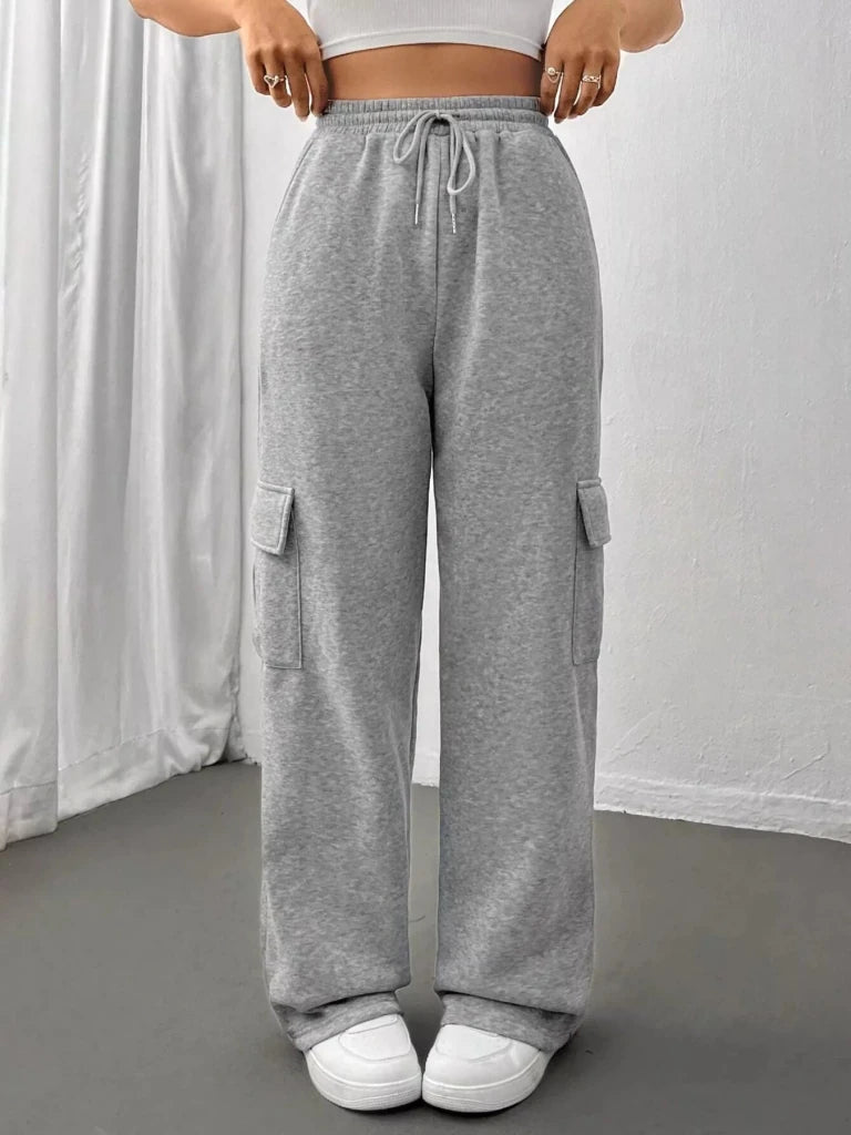 Relaxed fit pants with drawstring waist, alternate product image