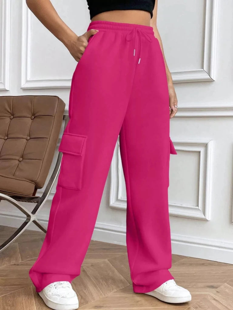 Relaxed fit pants with drawstring waist, alternate product image
