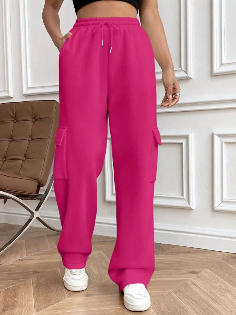 Relaxed fit pants with drawstring waist, alternate product image