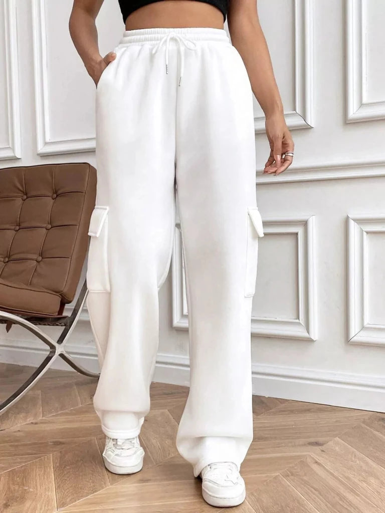 Relaxed fit pants with drawstring waist, alternate product image