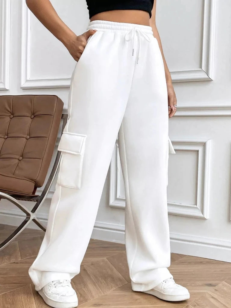 Relaxed fit pants with drawstring waist, alternate product image