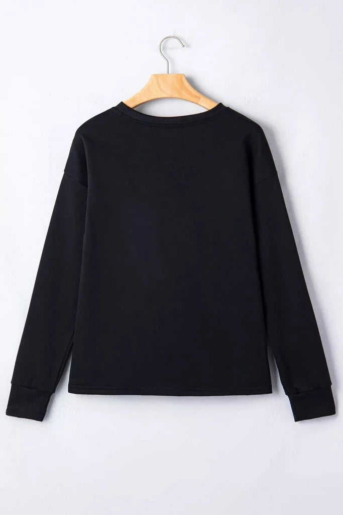 Rhinestone Pumpkin Long Sleeve Sweatshirt - Black by Trendsi from FREYA’S CLOSET