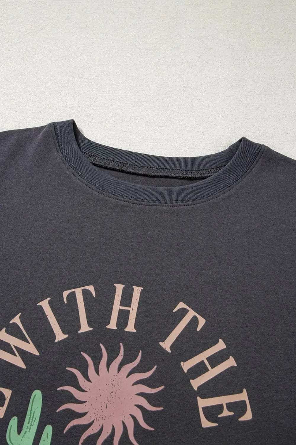 Trendsi Shirts and Blouse RISE WITH THE SUN Graphic Round Neck Short Sleeve T-Shirt
