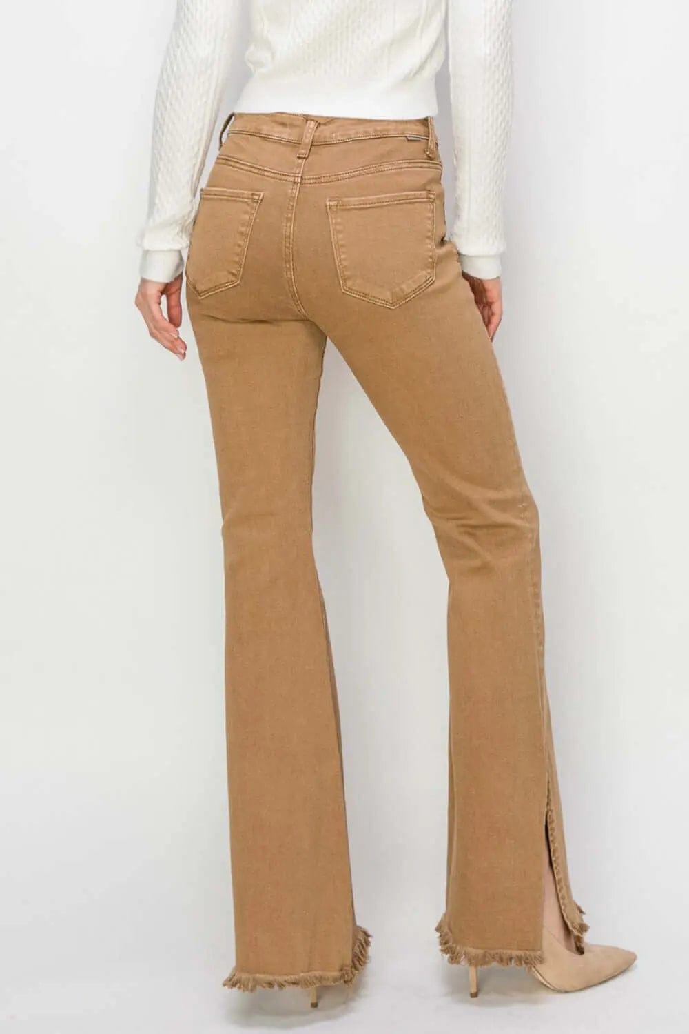 Trendsi Jeans RISEN Bailey Full Size High Waist Side Slit Flare Jeans