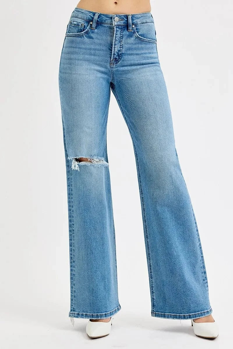 Trendsi Jeans RISEN Full Size Distressed Wide Leg Jeans Plus Size