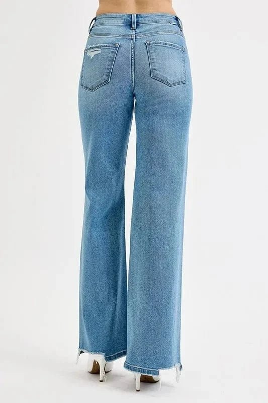 RISEN Full Size Distressed Wide Leg Jeans Plus Size - Medium by Trendsi from FREYA’S CLOSET
