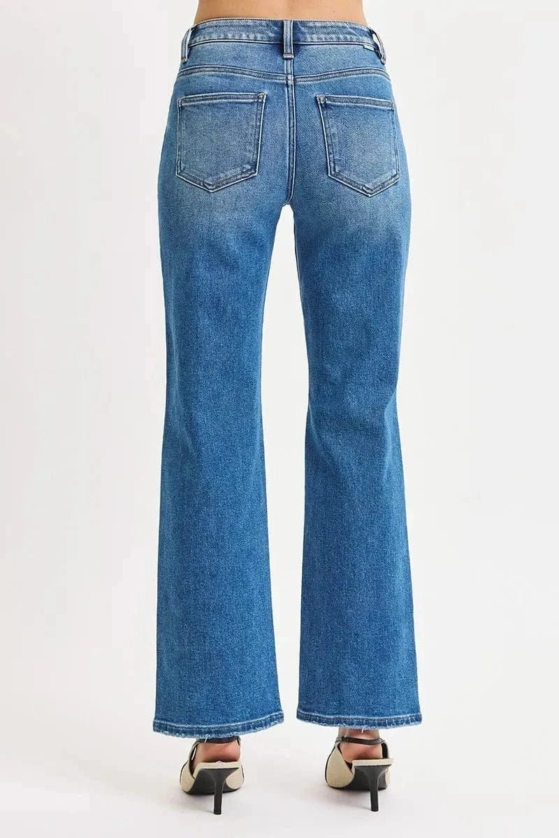 RISEN Full Size High Rise Ankle Straight Front Body Distressed Jeans Plus Size - MEDIUM by Trendsi from FREYA’S CLOSET