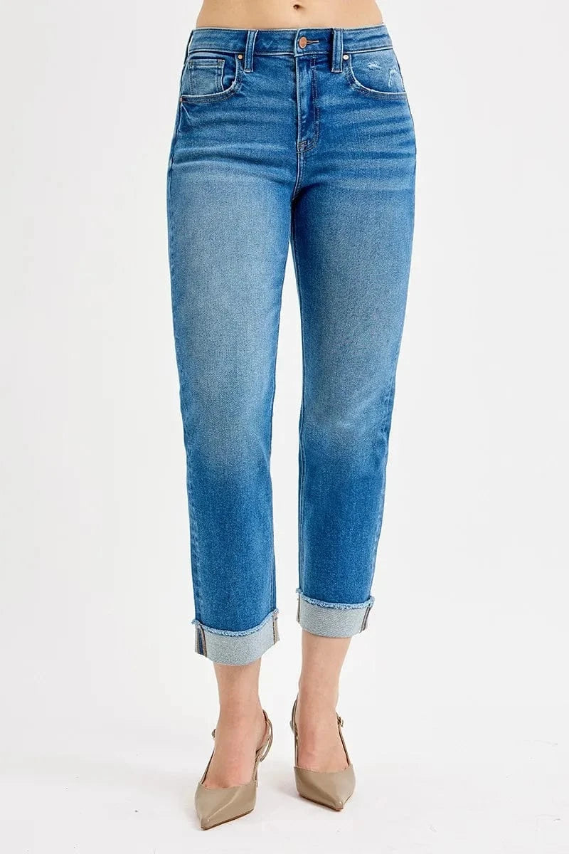 Trendsi Jeans RISEN Full Size High Rise Boyfriend Fit Ankle Jeans Plus SIze