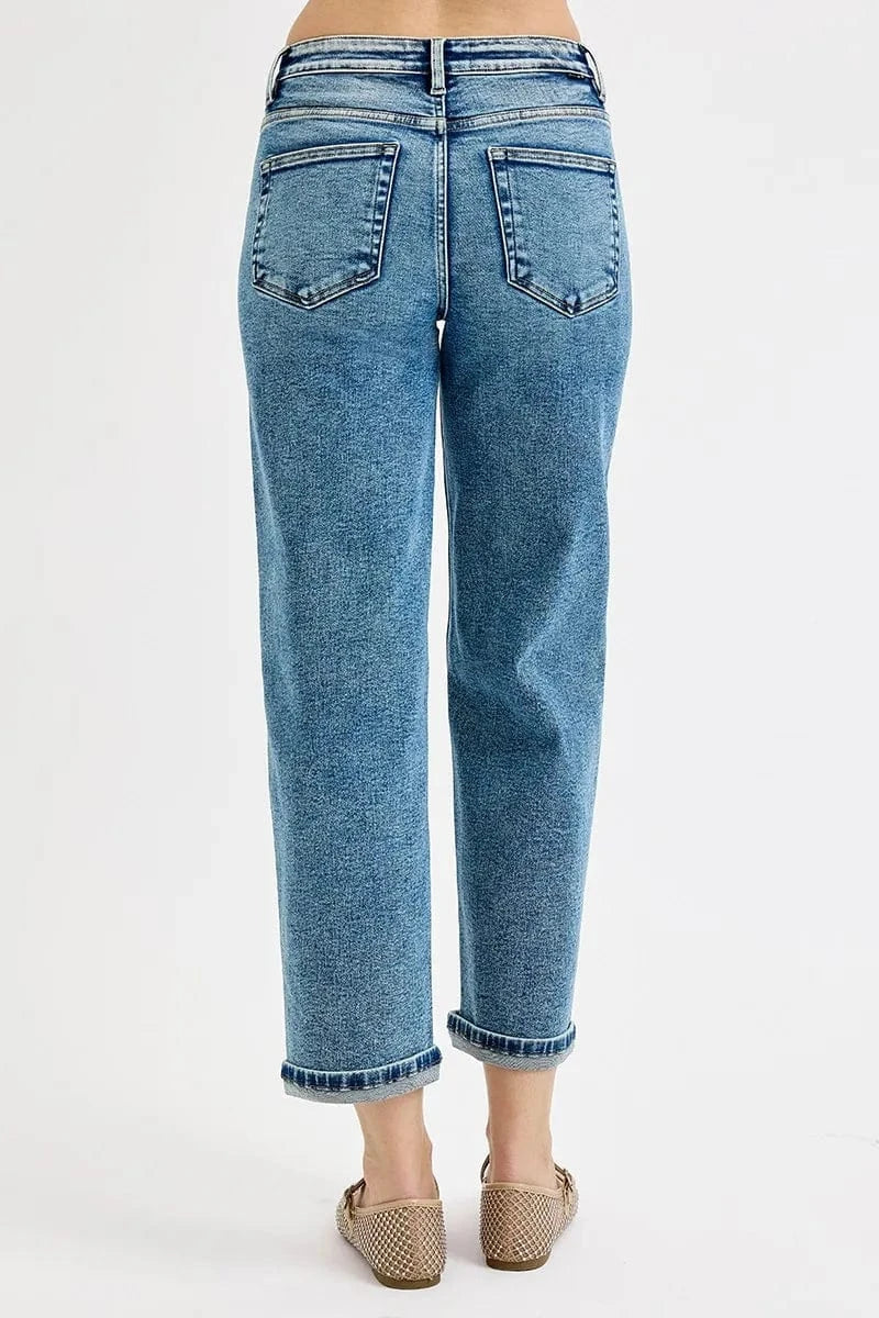 Trendsi Jeans RISEN Full Size High Rise Crop Boyfriend Jeans Plus Size