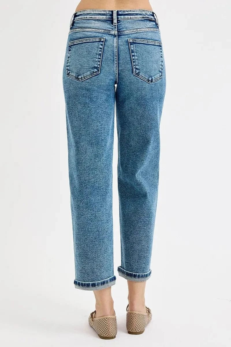 RISEN Full Size High Rise Crop Boyfriend Jeans Plus Size - MEDIUM by Trendsi from FREYA’S CLOSET
