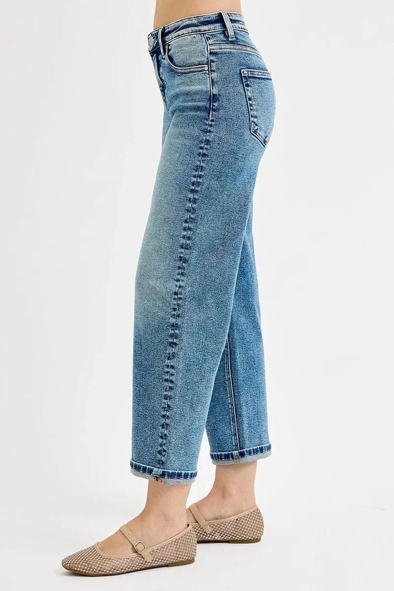 RISEN Full Size High Rise Crop Boyfriend Jeans Plus Size - MEDIUM by Trendsi from FREYA’S CLOSET