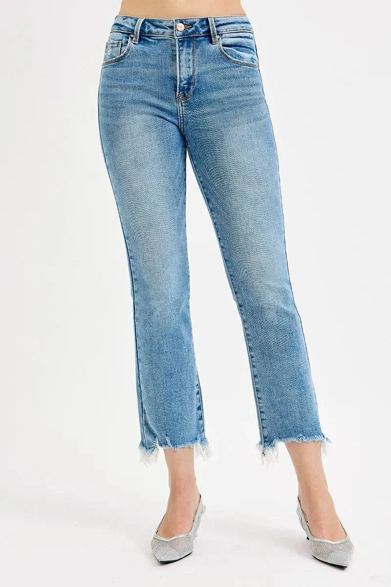 Trendsi RISEN Full Size High Rise Crop Straight Slim Jeans Plus Size