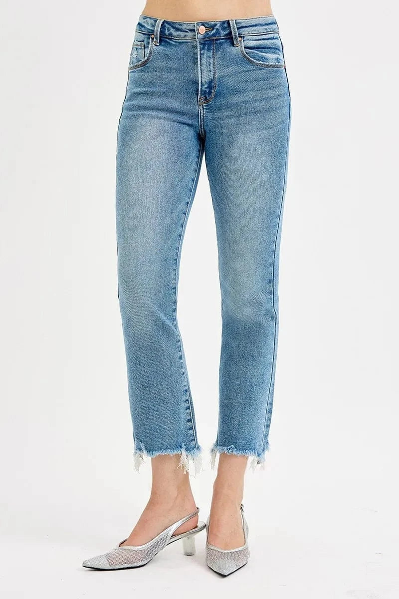 Trendsi RISEN Full Size High Rise Crop Straight Slim Jeans Plus Size