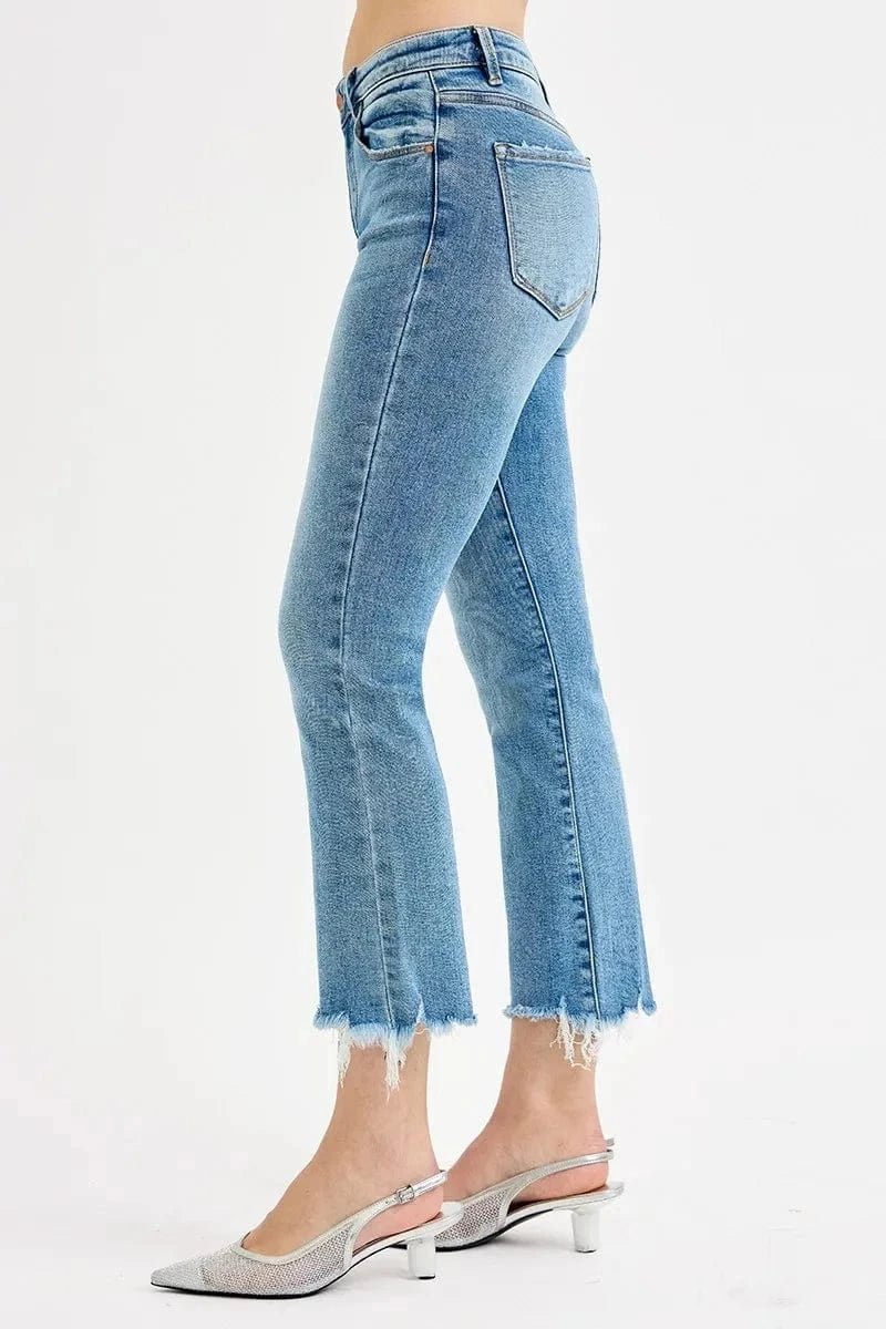RISEN Full Size High Rise Crop Straight Slim Jeans Plus Size - MEDIUM by Trendsi from FREYA’S CLOSET