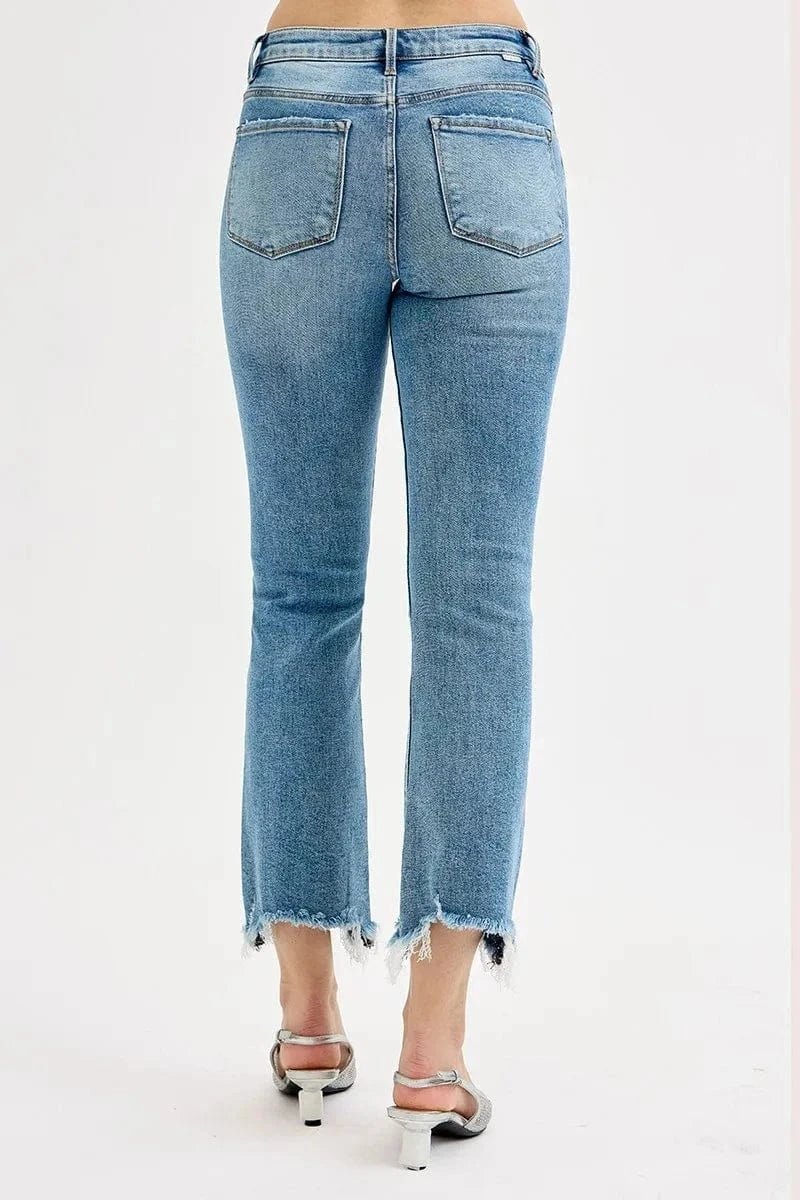 RISEN Full Size High Rise Crop Straight Slim Jeans Plus Size - MEDIUM by Trendsi from FREYA’S CLOSET