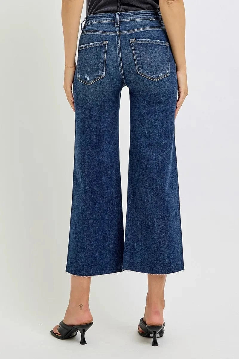 Trendsi Jeans RISEN Full Size High Rise Crop Wide Button Up Jeans Plus Size