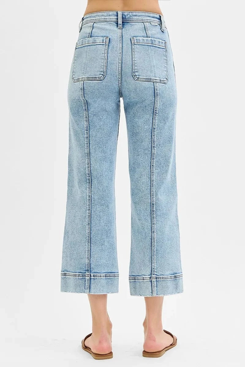 Trendsi RISEN Full Size High Rise Crop Wide Front Seam Detailed Jeans Plus Size