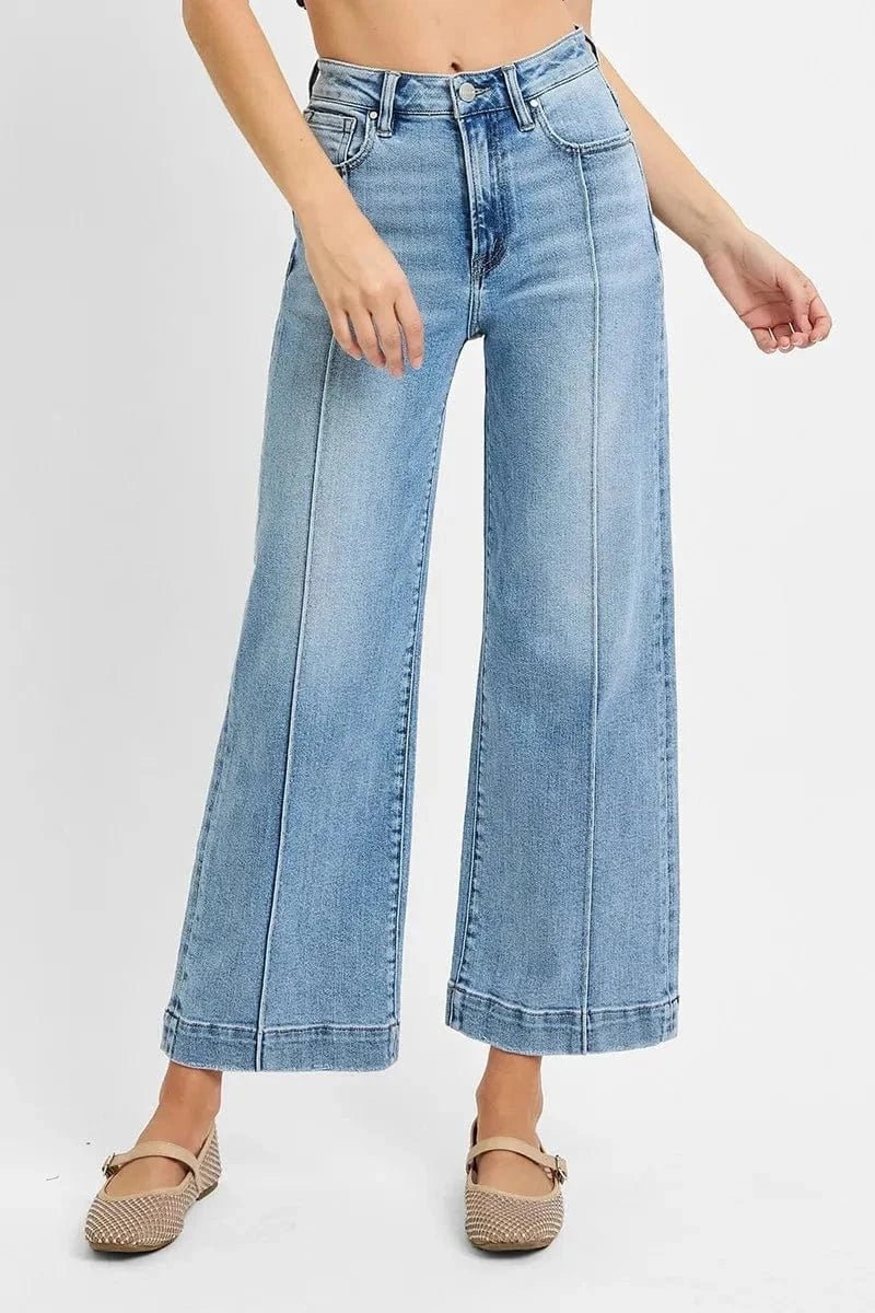 RISEN Full Size High Rise Crop Wide Leg Jeans Plus Size - LIGHT by Trendsi from FREYA’S CLOSET