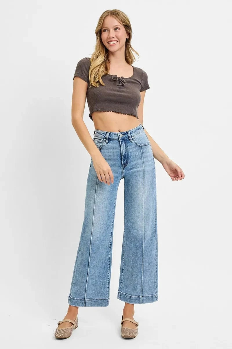 Trendsi RISEN Full Size High Rise Crop Wide Leg Jeans Plus Size